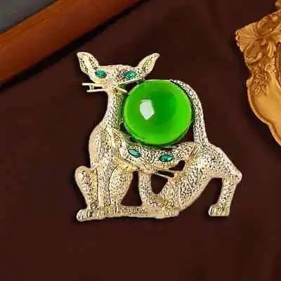 Medieval Vintage Design Jelly Glazed Cat Poodle Brooch Large Accessories Jewelry • $6.29