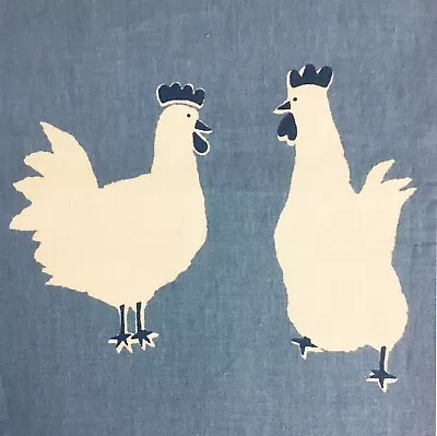 3 Meters X VANESSA ARBUTHNOTT  Hen Run  Cotton Fabric Blue Chickens Quirky • £75