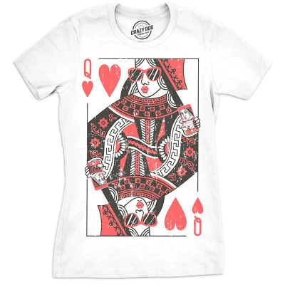 £14.88 • Buy Womens Queen Of Hearts T Shirt Funny Vintage Graphic Cool Cute Tee For Ladies