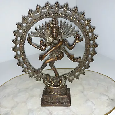 VTG Brass Hindu Shiva Nataraja 11.5 Dancing Deity Statue Mythological India Lord • $134.99