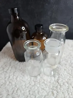 Lot Of Vintage Old Used Chemistry Pharmacy Apothecary Glass Bottles Flasks Lab • $45