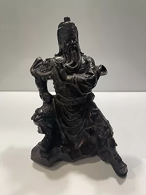 Asian Chinese  / Japanese Warrior 1980 Statue 24 Cm Tall Carved Wood Detailed • £12.90