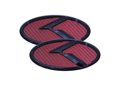 3D K Logo Emblem Red Carbon & Glossy Black 2pc (Fits: KIA 2017+ Forte Sedan K3) • $34.49