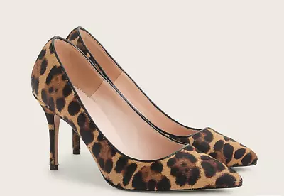 J.Crew $298 Elsie Pumps In Leopard Calf Hair Size 6.5M K7890 • $74.50