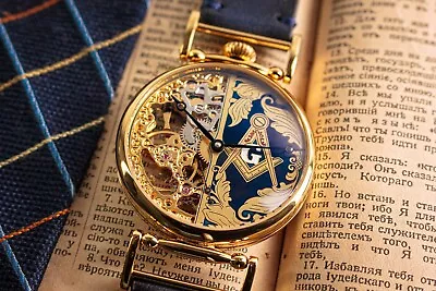 MASONIC WATCH Skeleton Watch Steampunk Watch Handmade Watch Marriage Watch • $404.10