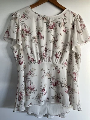 $20 • Buy Forever New Peplum Floral Top Size 14