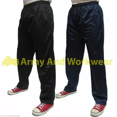 Mens Silky Trackies Elasticated Jogging Tracksuit Bottoms Trousers Gym Baggy • £7.99