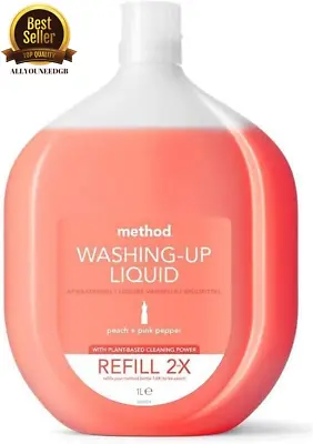 Method Washing Up Liquid Refill Peach & Pink Pepper 1L Fast Free Shipping • £8.50