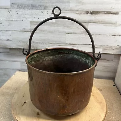 Vintage Hammered Copper Hanging Cauldron Planter 9 1/2x7  • $34.99