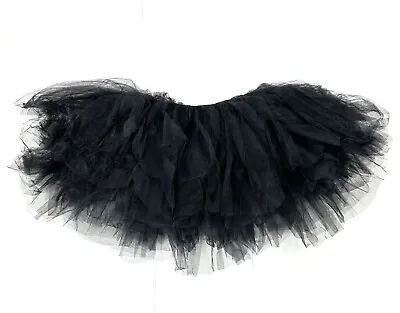 Plus Size 5 Layer Tutu Black Skirt Fairy Halloween Party Fancy Dress Costume • £8.99