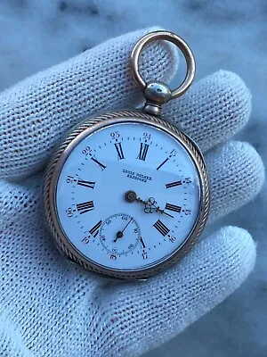 Vintage  Pocket Watch Sterling Silver 0.800 Porcelain Dial Key Winding • $59