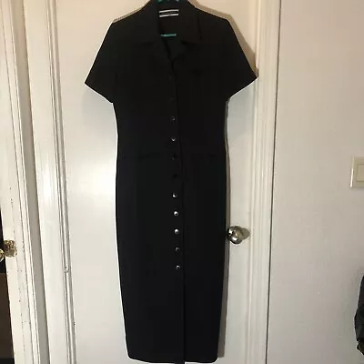 Vintage AMANDA SMITH BLACK DRESS - SIZE 6 P Stripe Secretary • $25.99