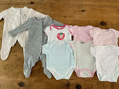 Baby Girl 0-3 Months Bundle 6 Bodysuits & 2 Sleepsuits Nutmeg Mini Club Matalan • £5