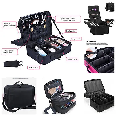 £6.39 • Buy Portable Travel Makeup Bag Professional Cosmetic Multi-Storey Storage Organiser