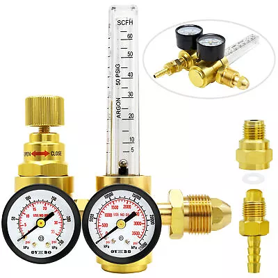 Argon Gas Regulator CO2 Flow Meter MIG TIG Welding 2 Gauges CGA580 Gas-saving • $34.99