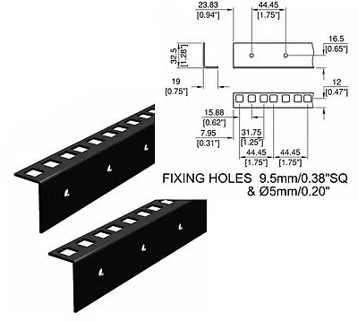£12.99 • Buy 19 INCH RACK STRIP Flight Cases Racking ALL U Sizes - Sold In Pairs
