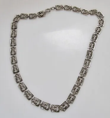 $79 • Buy Danecraft Vintage Sterling Silver Flat Square Link Collar Necklace 