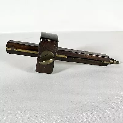Vintage Rosewood & Brass Mortise Marking Gauge Measuring Tool • $14.99