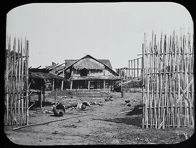 Magic Lantern Slide STOCKADE C1885 PHOTO WILLOUGHBY WALLACE HOOPER BURMA • £200