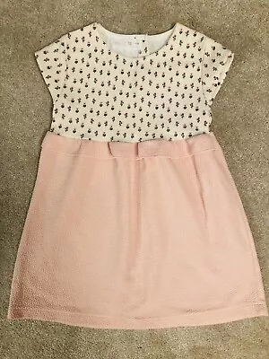 Zara Girl Cream Baby Pink Floral Print Short Sleeves Dress • £6.99