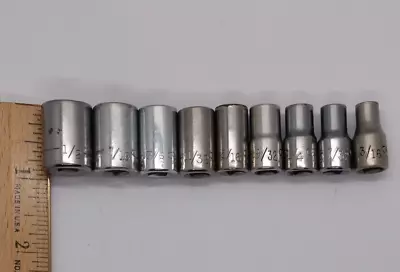 Craftsman Vintage G 9 Pc Socket Set 1/4in. Dr 12 Pt Shallow 3/16 -1/2  USA K039 • $18.05