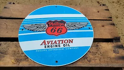 Old Vintage Phillips 66 Aviaton Motor Oil Porcelain Gas Station Gasoline Sign! • $129.99