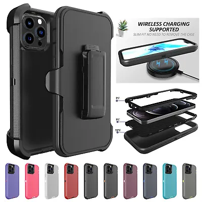 $6.96 • Buy For IPhone 14 13 12 11 Plus Pro Max Shockproof Rugged Heavy Duty Case +Belt Clip