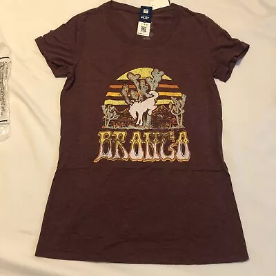 Ford Bronco Women's T-shirt Vintage Western Maroon. Ford OEM Licensed Tee Large • $10