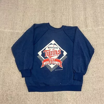 Vintage Minnesota Twins Sweatshirt Mens Small Blue 1980s World Champion MLB • $27.99