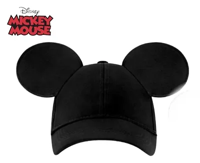 Men's Disney Mickey Hat W/Ears Black Classic Baseball Cap W/ Ears Adult New • $43.20