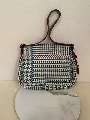 Ralph Lauren  Houndstooth Plaid Red Leather Trim Handbag Mini Shoulder Bag • $28.50