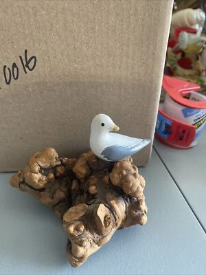 $15.02 • Buy Vintage Carved Wood Seagull/Bird Mounted On Wood SCULPTURE FIGURINES