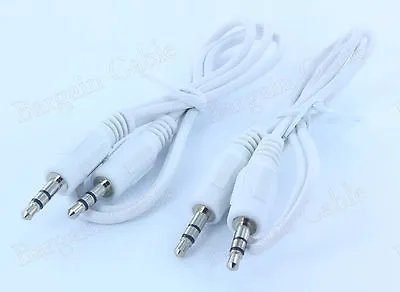 2 Pack 2FT White 3.5mm M/M Stereo Audio Cable For IPod IPhone Mp3(3S11-02WHT-2P) • $3.98