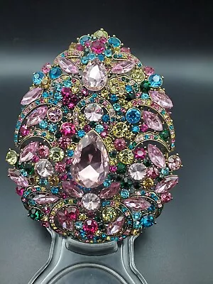 Massive 5  Pink Teardrop Austrian Crystals Faceted Cut Brooch & Pendant • $115