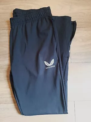 Gastore Tracksuit Bottoms Mens Large L Black White Logo Stretch Slim Comfort Zip • £22