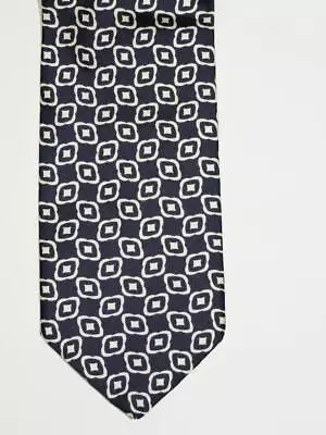 St Michael Marks & Spencer Blue Ivory Print Tie Silk Necktie Made In UK Classic • $6.99