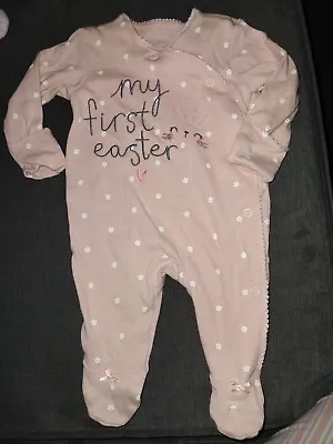 £4.50 • Buy Baby Girls 'My First Easter' Sleepsuit NEWBORN Excellent Condition