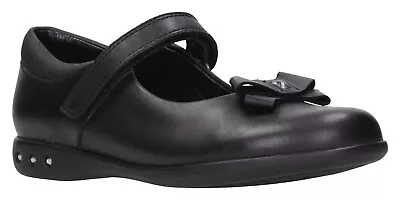 BNIB Clarks Girls PRIME SKIP Black Leather School Shoe • £19.99