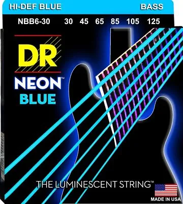 DR NBB6-30 Neon Blue BASS Guitar Strings 6-String Set Gauges 30-125 • $43.99