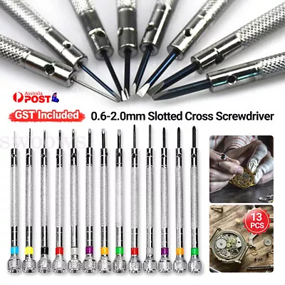 13PCS 0.6-2.0mm Slotted Cross Screwdriver Set Watchmakers Watch Repair Tools • $15.69