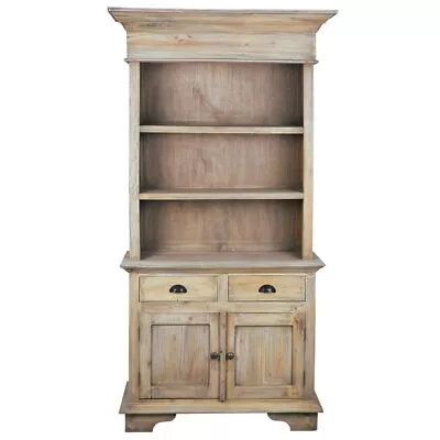 Cottage Hutch Buffet Driftwood Brown Bookcase Cabinet Solid Wood Mahogany • $1871.99