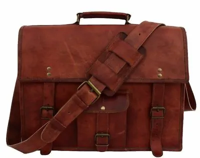 Leather Bag Messenger Men Satchel Genuine Vintage Laptop Shoulder Large Briefcas • $54.41