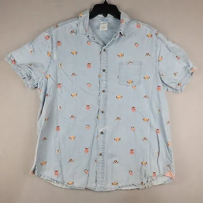 Vintage Disney Store Lion King Chambray Button Up Shirt Mens Large • $12.99