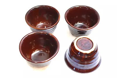 MCM Ribbed Bee Hive Brown Drip Monmouth Pottery Maple Leaf Bowls Set Of 4 - 74Mb • $31