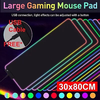 RGB LED Gaming Mouse Pad Keyboard Desk Mat Anti Slip Rubber Speed Mousepad Mat • $23.49