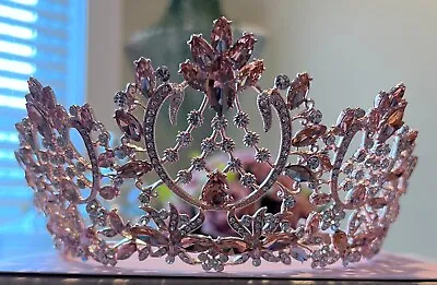 Vintage Rose Gold Rhinestone Crown Princess Bride Quinceanera Headpiece Gift • $24.99