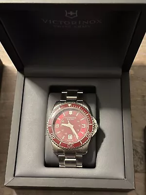 VICTORINOX Swiss Army 241604 Red Dial Sapphire Crystal Men's Watch • $300