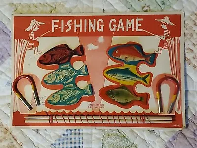 Vintage Magnetic Fishing Game Made In Japan W/Rods Poles 2 Magnets 6 Metal Fish • $16.99