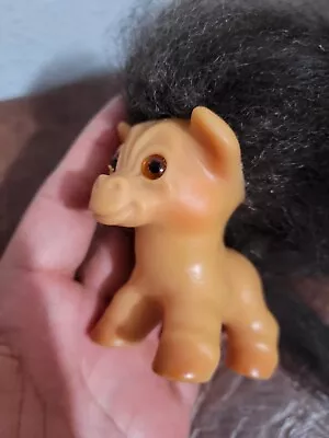 Vintage 1964 Design Dam Things Troll Doll Horse Toy Amber Glass Eyes Black Hair. • $75