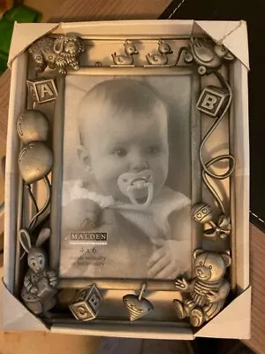 Malden International Designs Nursery Parade Picture Frame 4 X6  Silver Newborn • $9.50